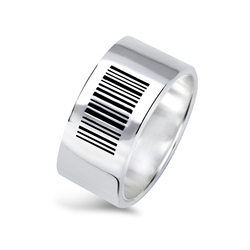 Barcode Sign Silver Rings NSR-01